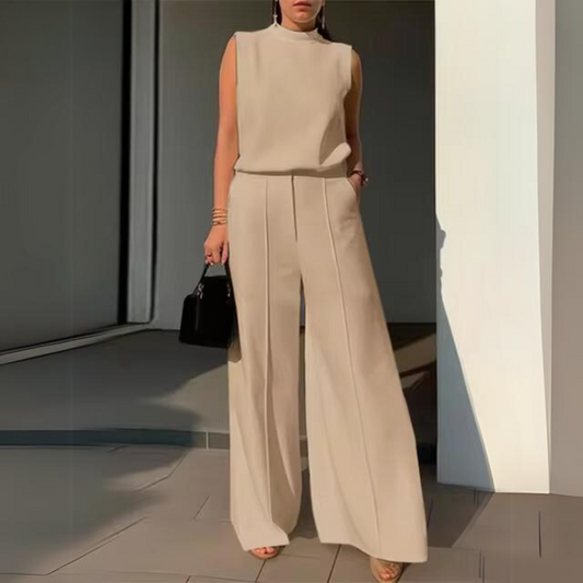 Lizzelle - Elegant sleeveless top and wide-leg trousers set