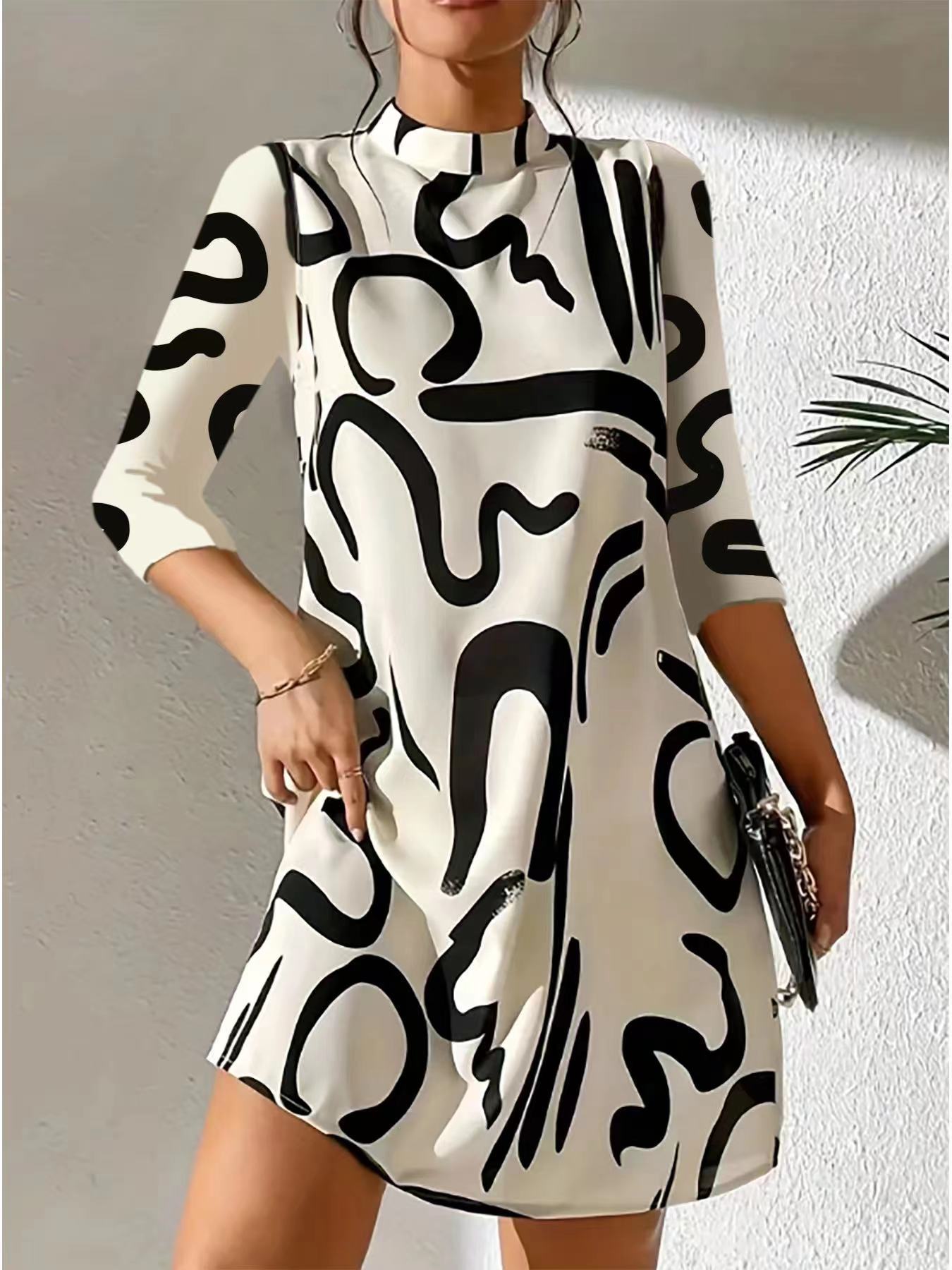 Women's Abstract Print Party Dress | Mini