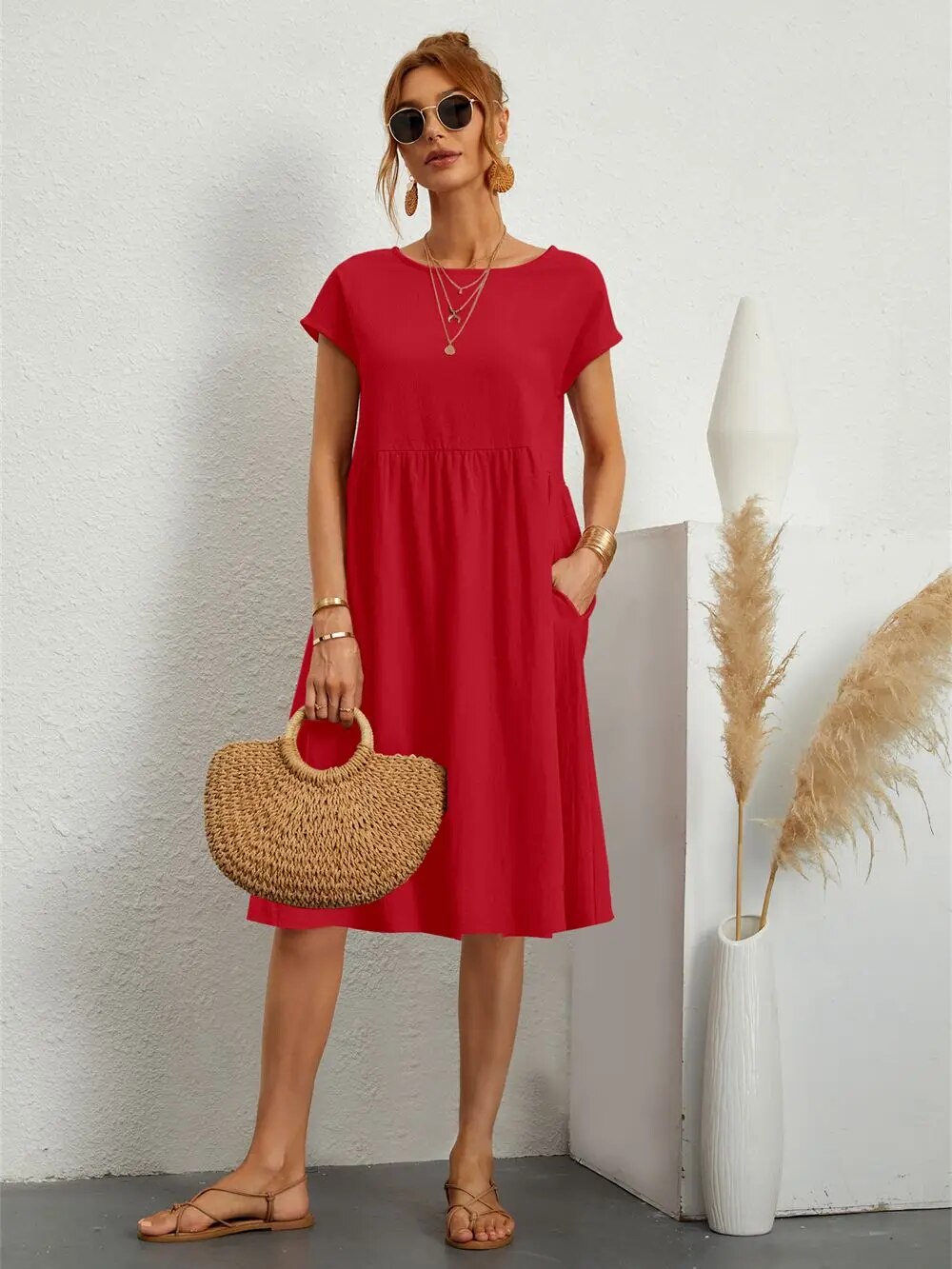 Women's Casual Smock Summer Dress | Midi