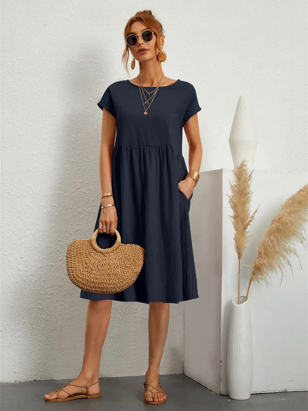Women's Casual Smock Summer Dress | Midi
