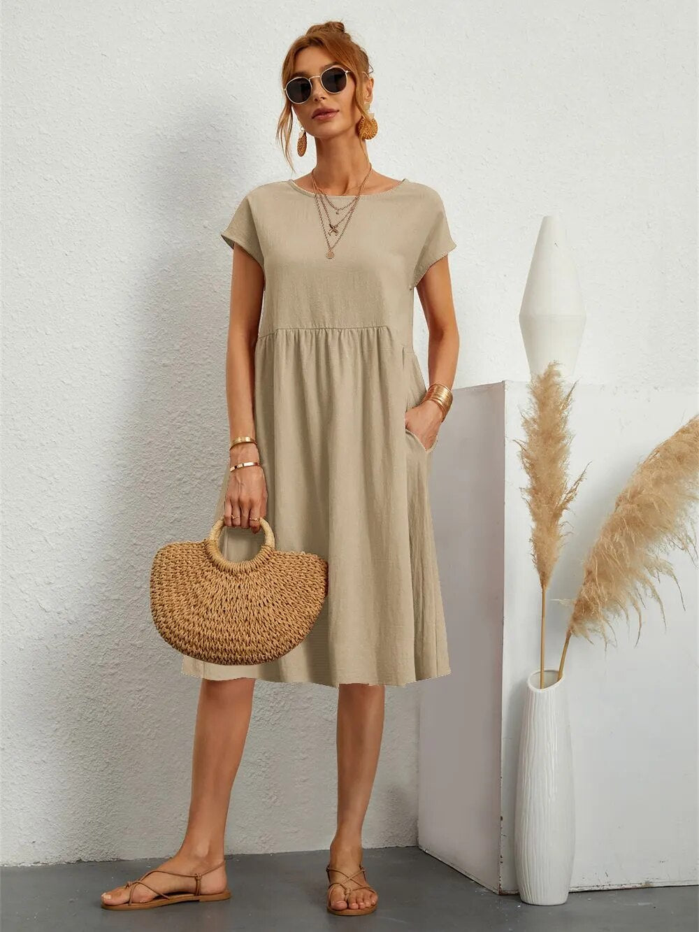 Women's Casual Smock Summer Dress | Midi