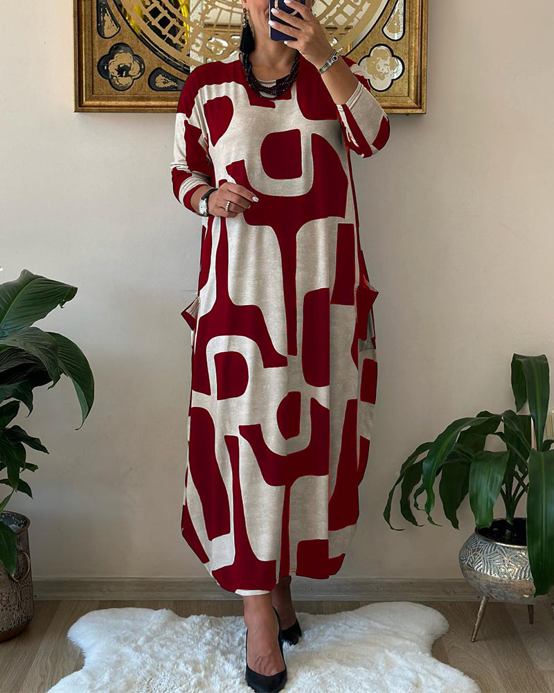 Karyssa - Vintage printed long-sleeved maxi dress