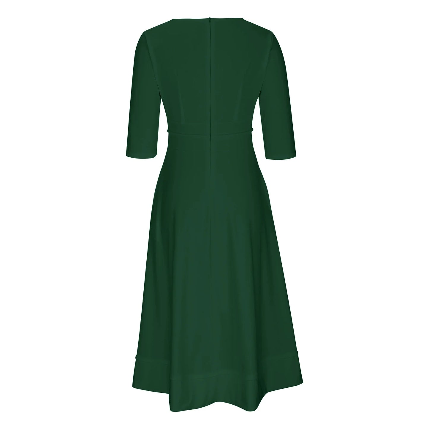 Women's Elegant A-Line Dress | Midi, Deep V-Neck