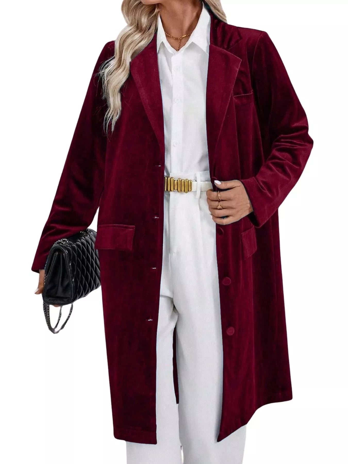 Wendalyn - Elegant stylish lapel collar long sleeve longline trench coat