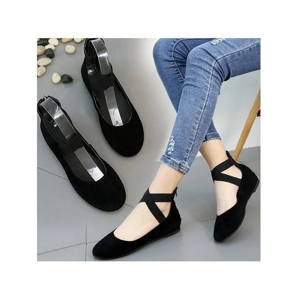 Women’s Summer Ballet Flats | Suede, Ankle Strap
