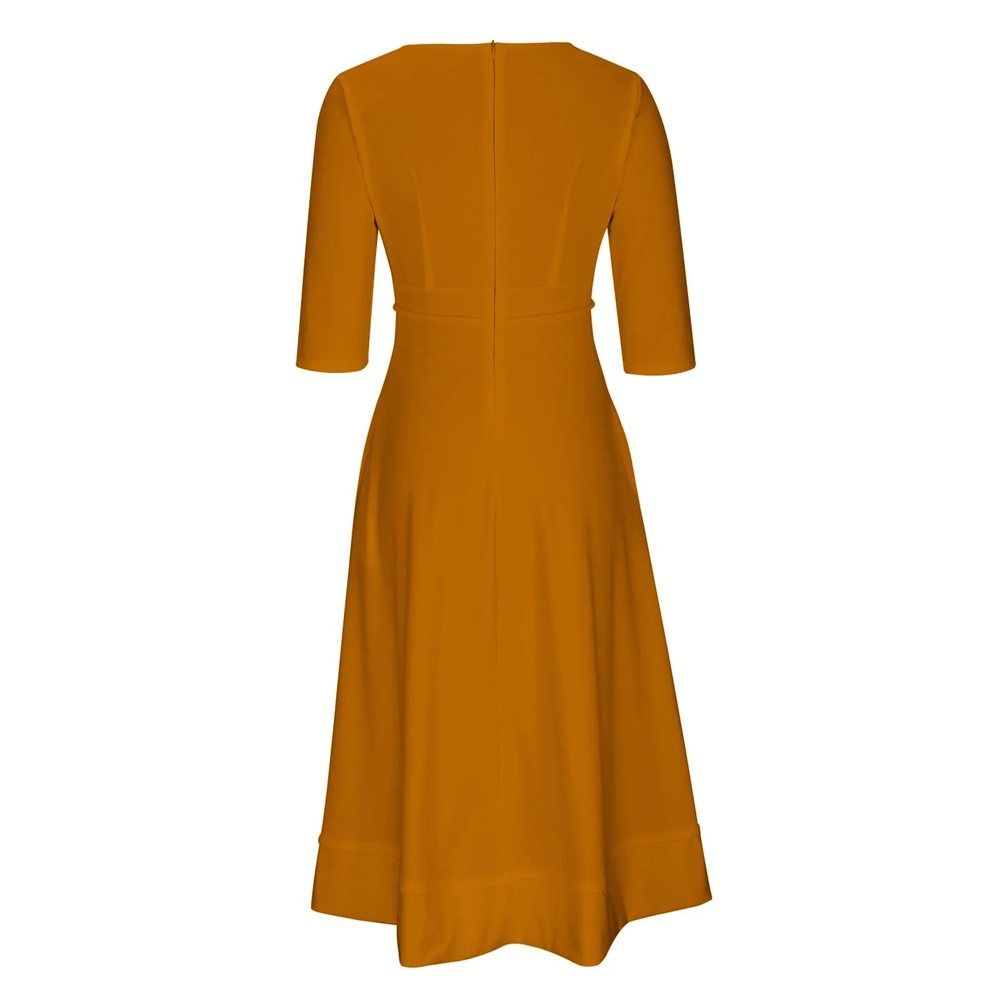 Women's Elegant A-Line Dress | Midi, Deep V-Neck