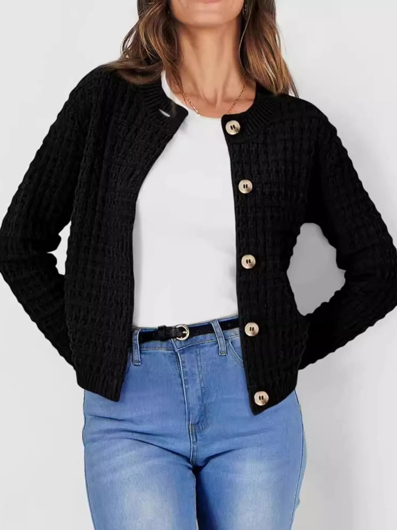 Wynnora - Elegant long-sleeve buttoned cardigan