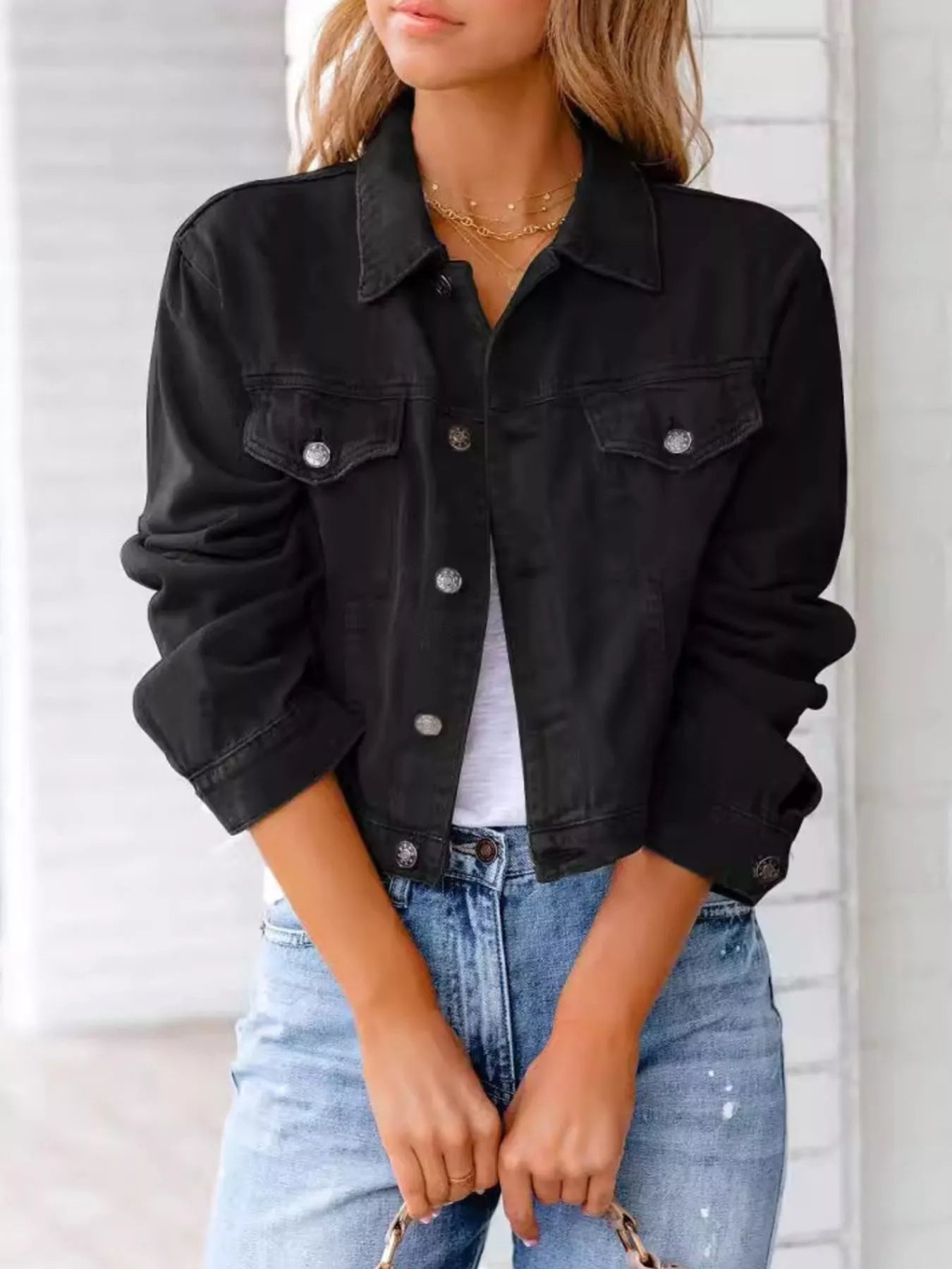 Jannie - Elegant Cropped Denim Jacket