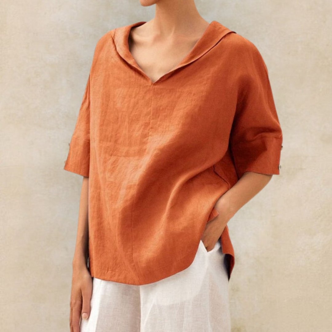 chic-vneck-casual-linen-blouse-2-fds190