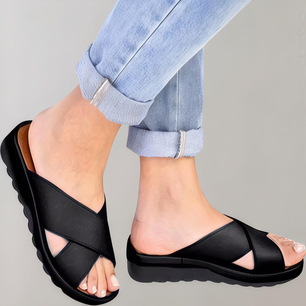 Women's Summer Slip-On Sandals | Criss-Cross, Open Toe