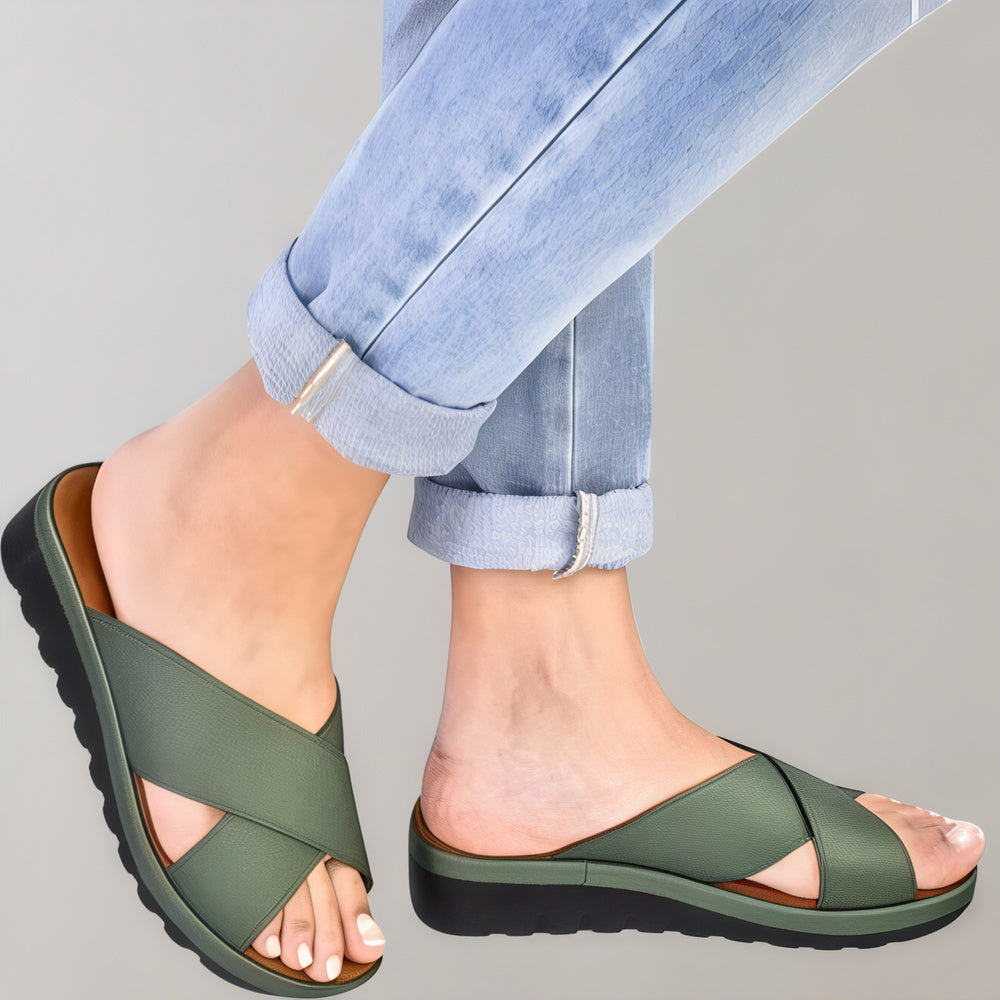 Women's Summer Slip-On Sandals | Criss-Cross, Open Toe
