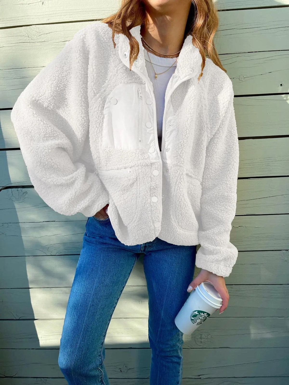 Daina - Elegant oversized warm fleece jacket