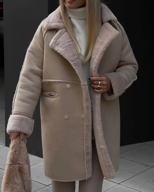 Ellen - Long trendy teddy fleece coat