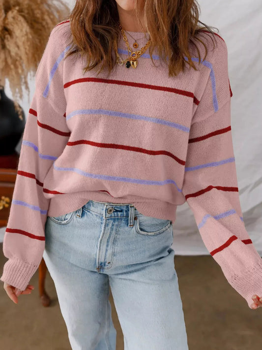 Elmira - Casual Striped Round Neck Jumper