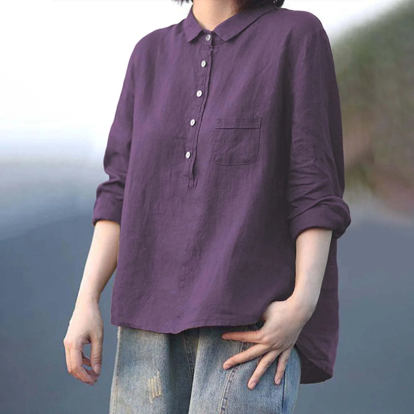Women’s Summer Oversized Blouse | Long Sleeve, Tunic