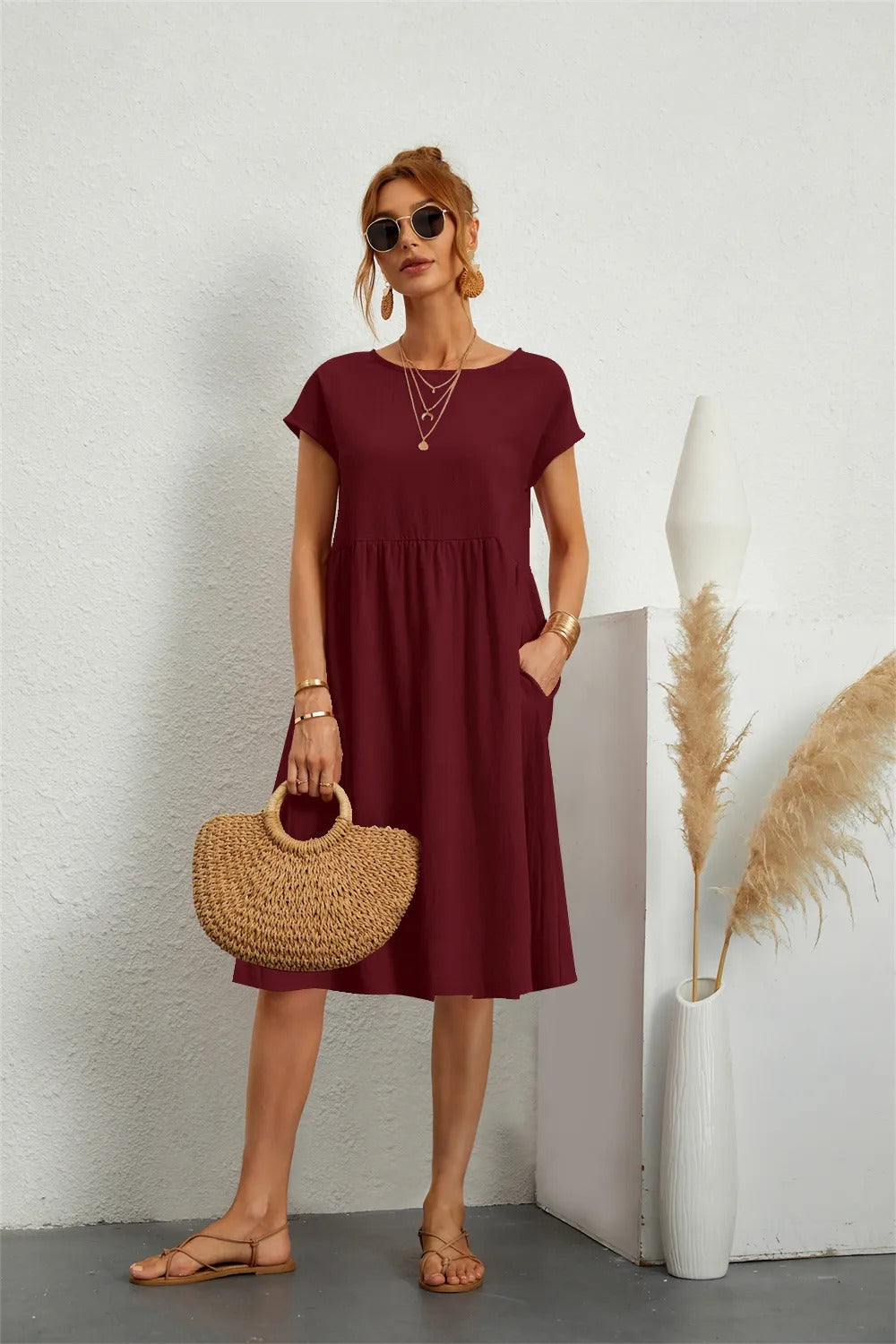 Women's Casual Smock Summer Dress | Midi