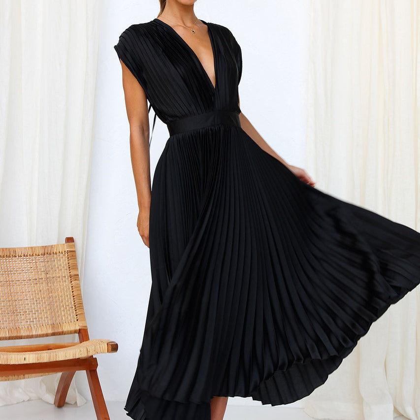 Women's Elegant Pleated Party Dress | Midi