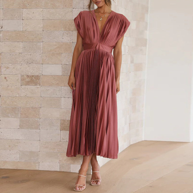 Women's Elegant Pleated Party Dress | Midi