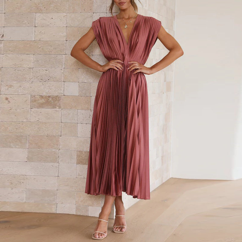 Women's Elegant Pleated Party Dress | Midi