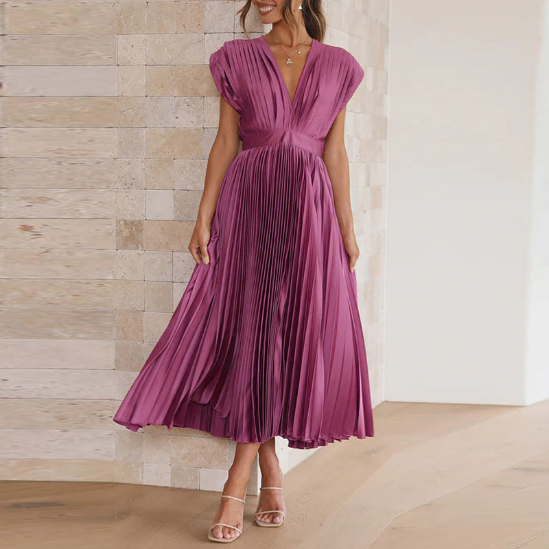 Women's Elegant Pleated Party Dress | Midi