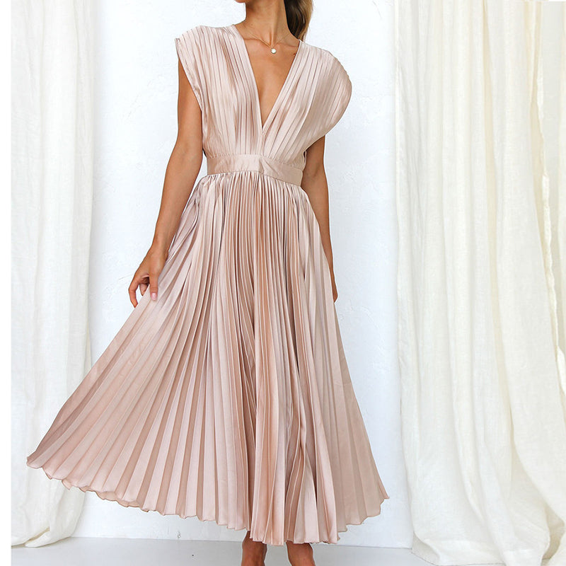 Women's Elegant Pleated Party Dress | Midi