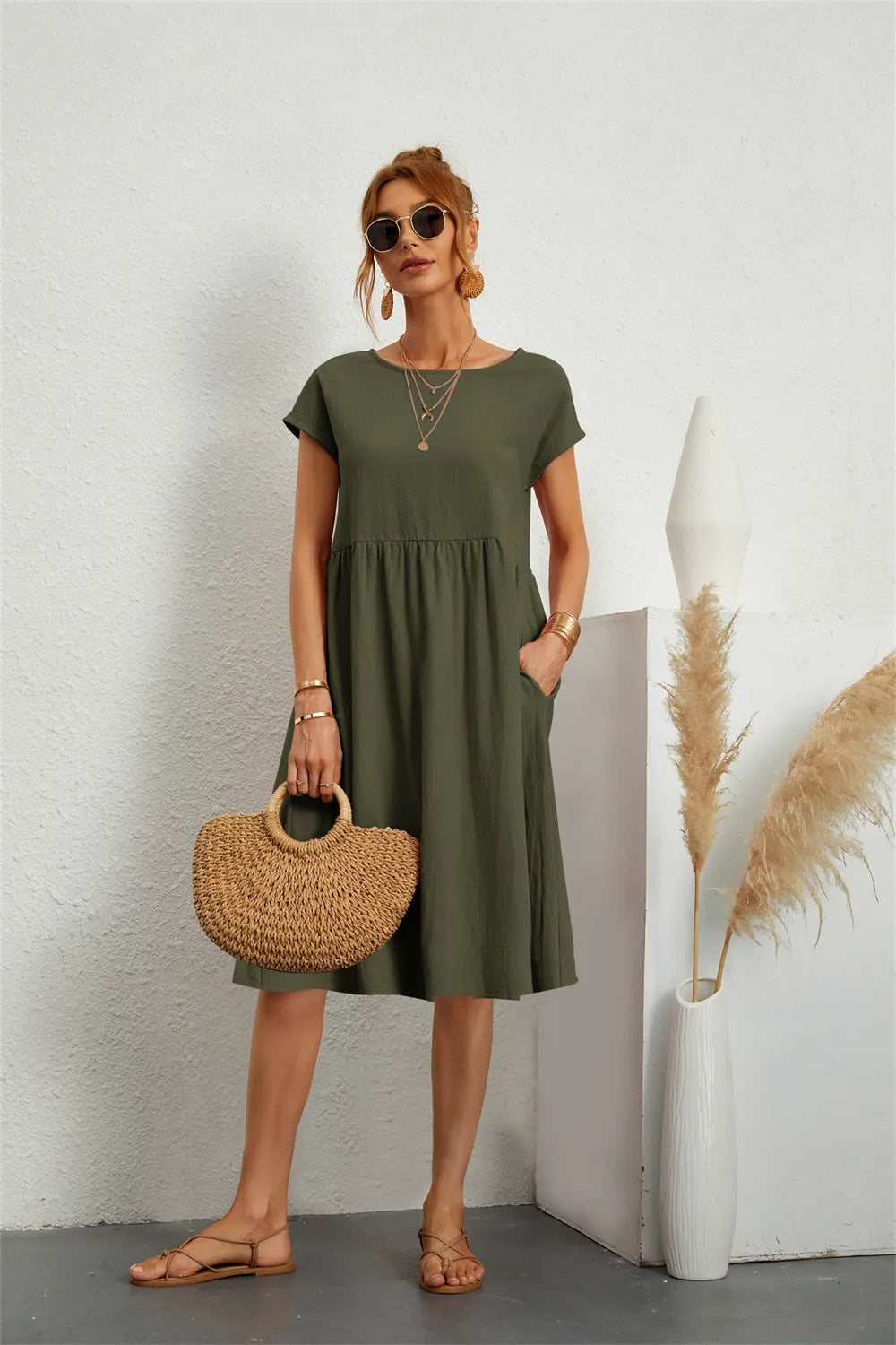 Women's Casual Smock Summer Dress | Midi