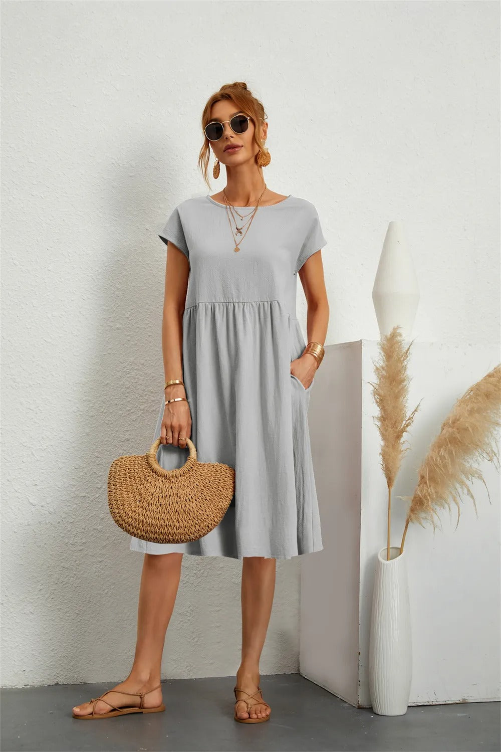 Women's Casual Smock Summer Dress | Midi