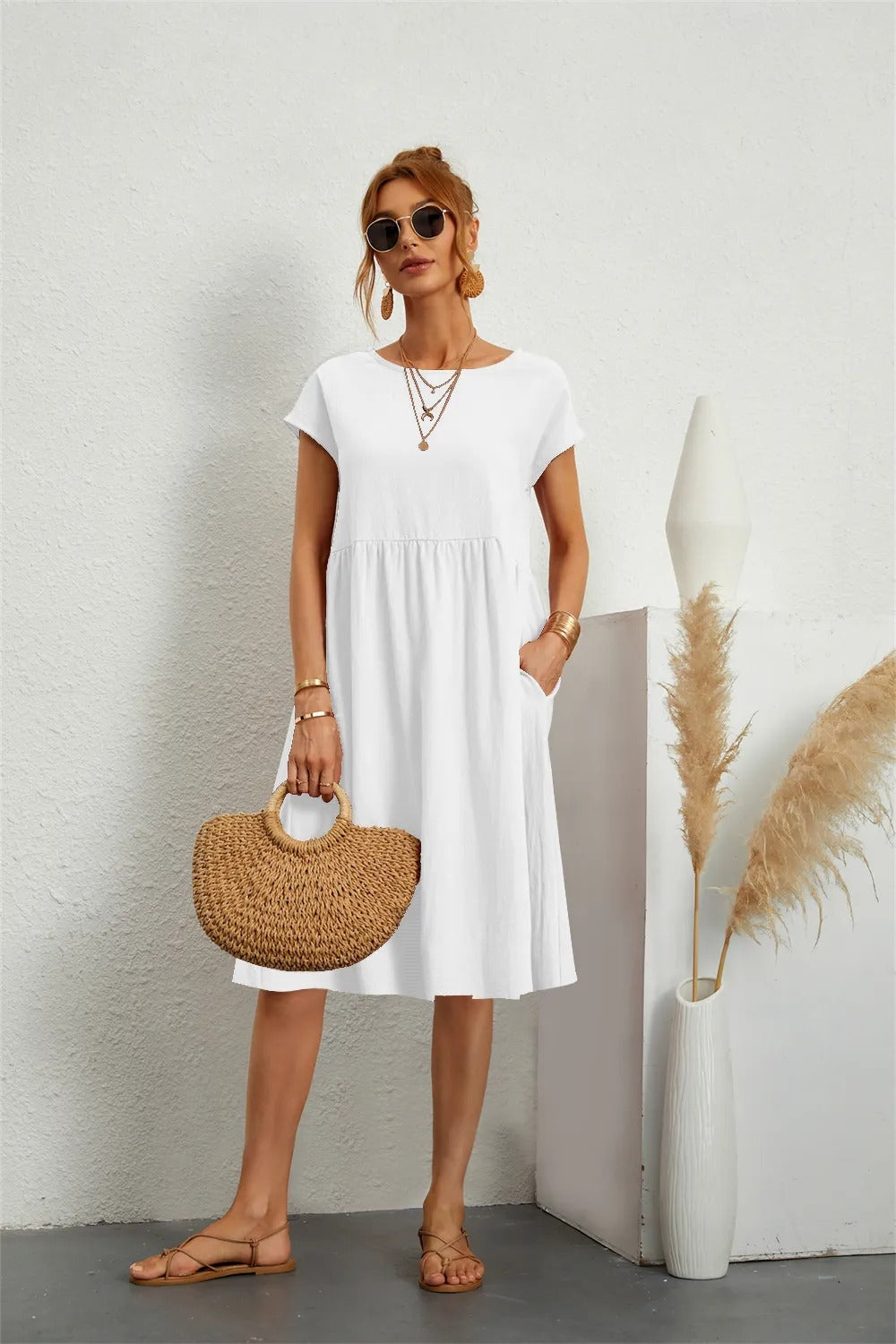 Women's Casual Smock Summer Dress | Midi