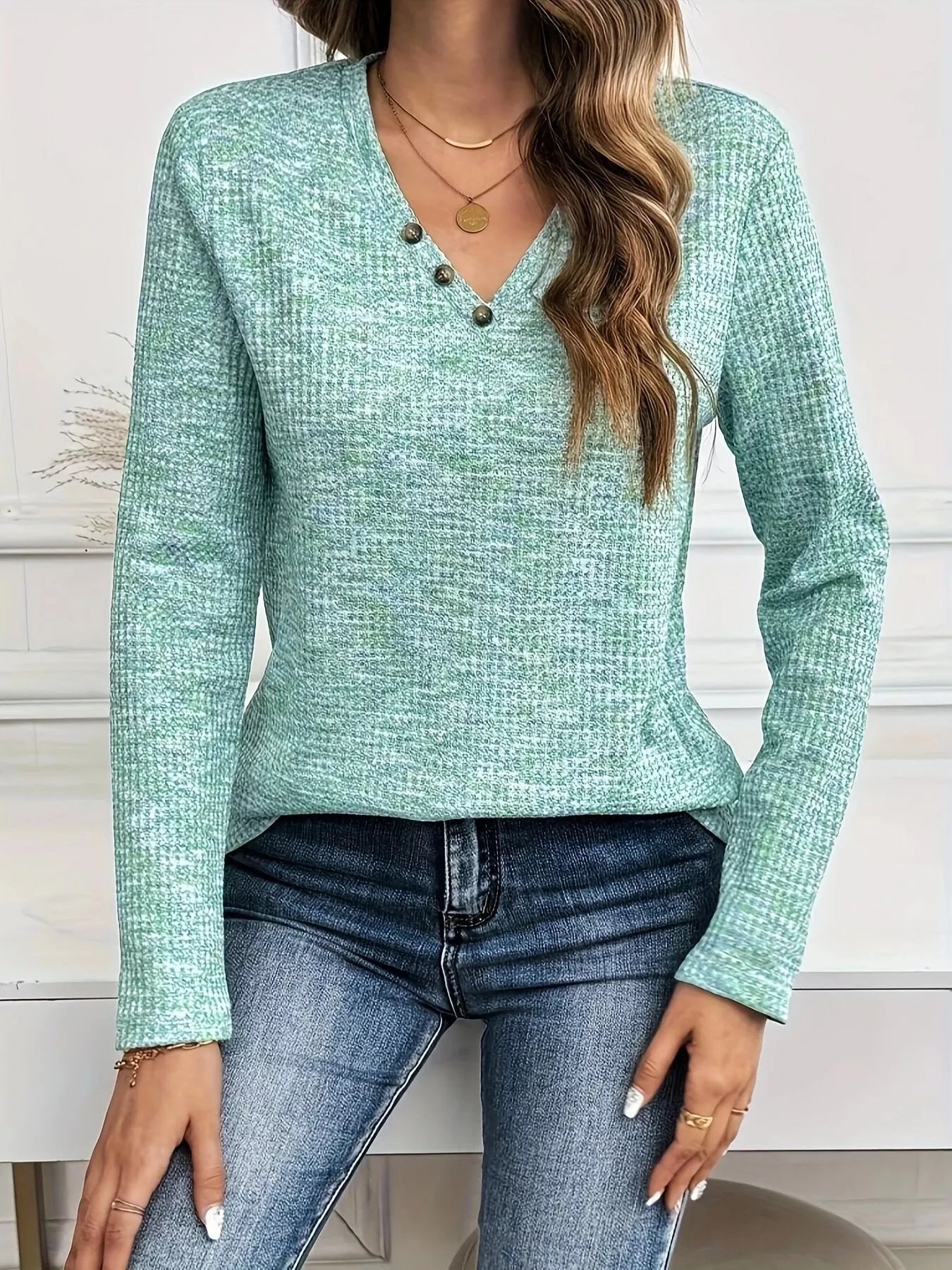 Adrianna - Elegant Long-Sleeve V-Neck Sweatshirt
