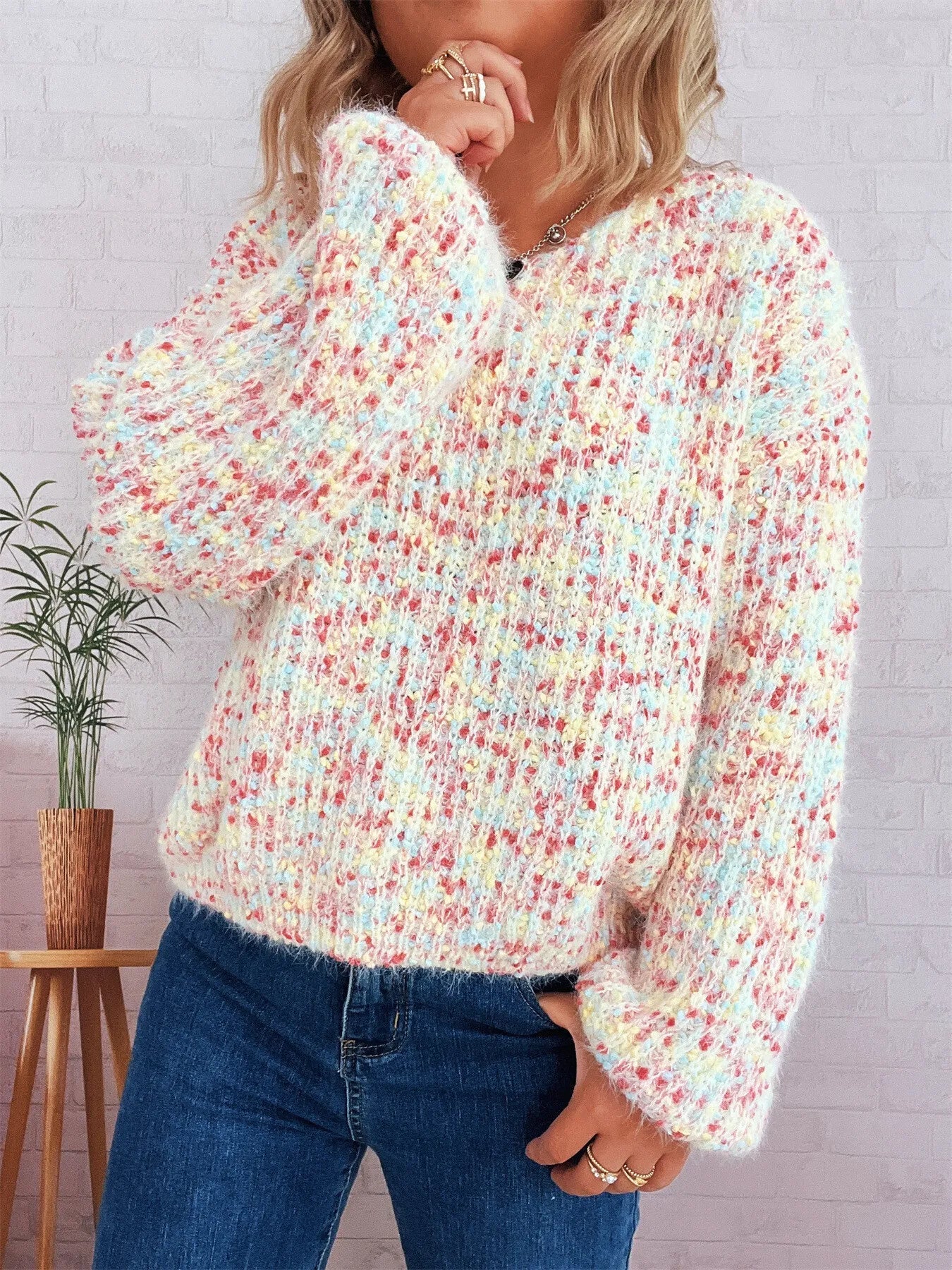 Karina - Comfortable Long-Sleeve Colourful Knit Jumper