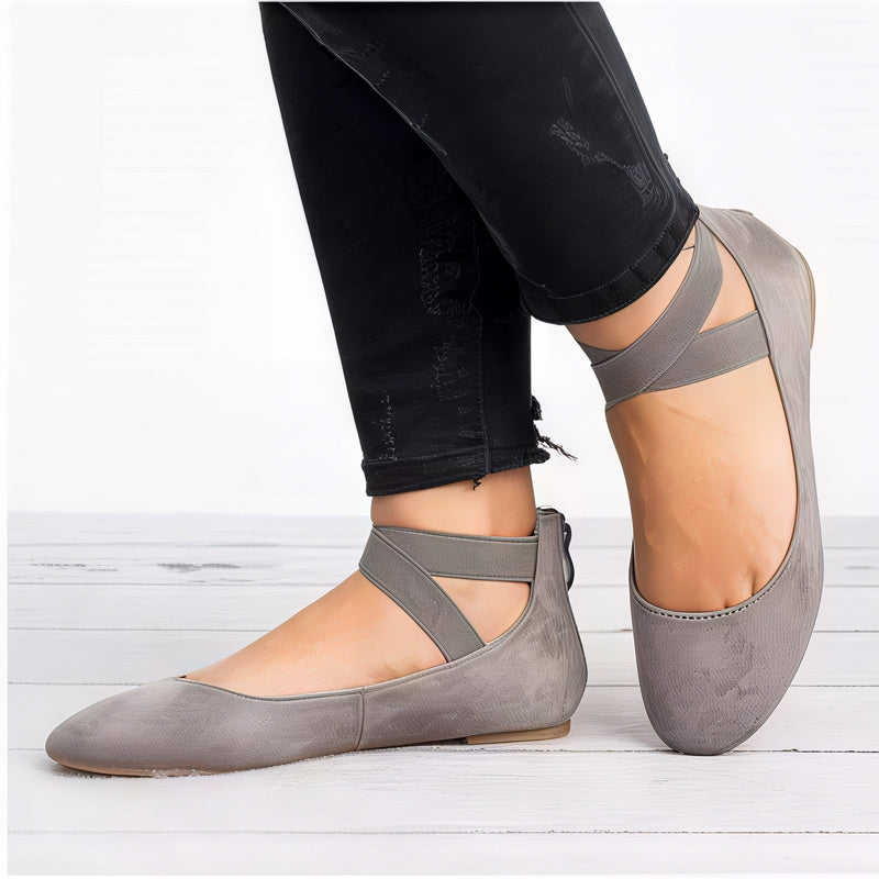 Women’s Summer Ballet Flats | Suede, Ankle Strap