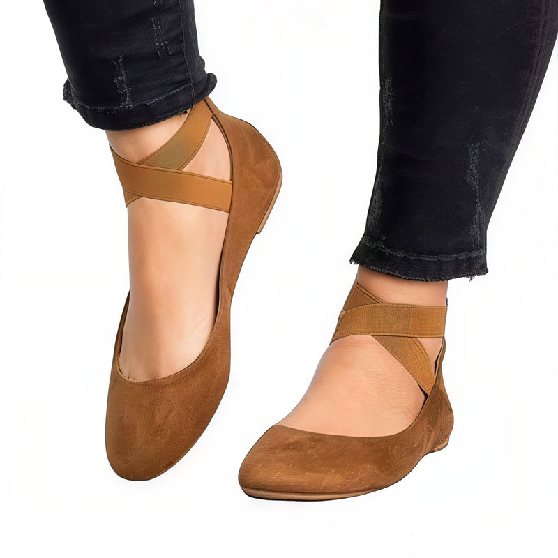 Women’s Summer Ballet Flats | Suede, Ankle Strap