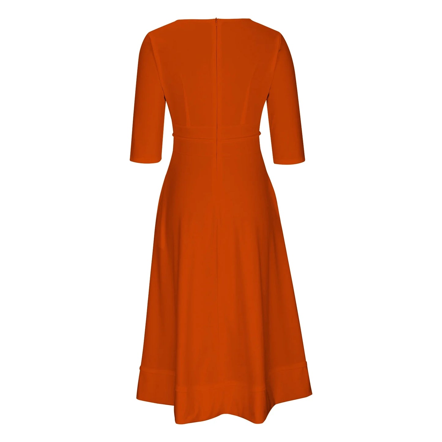 Women's Elegant A-Line Dress | Midi, Deep V-Neck