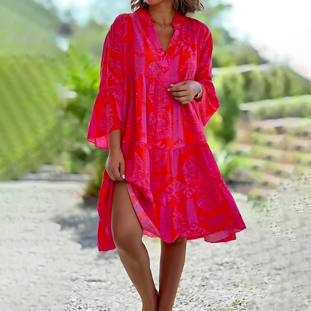 Women's Vibrant Boho Summer Dress | Midi