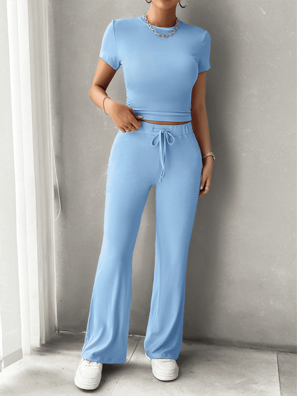 Vylette - Casual co-ord set with fitted crop shirt and trousers