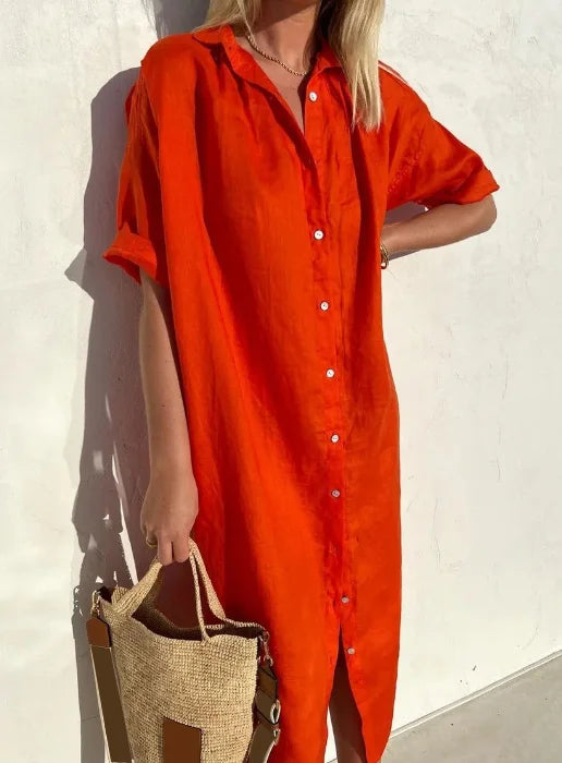 Maelynn - Casual short-sleeve buttoned dress