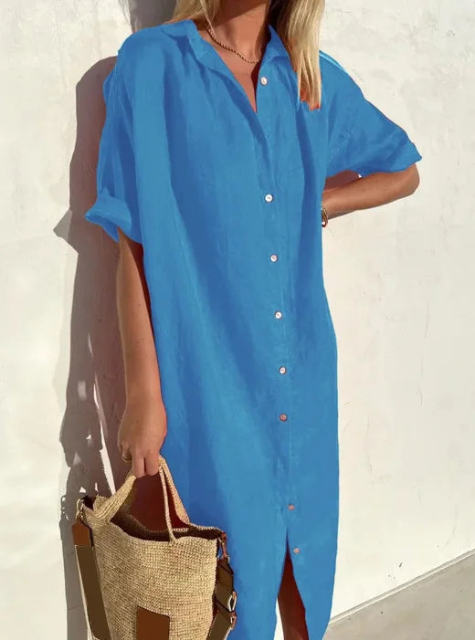 Maelynn - Casual short-sleeve buttoned dress