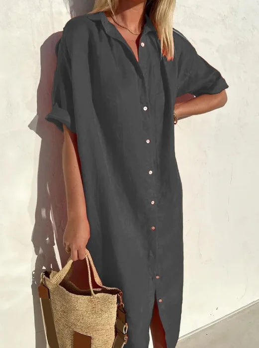 Maelynn - Casual short-sleeve buttoned dress