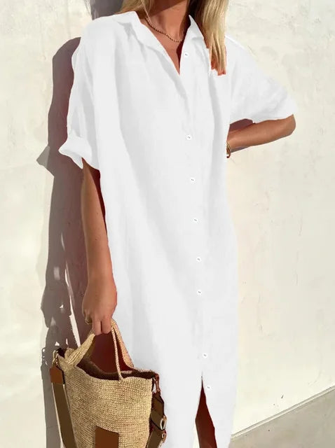 Maelynn - Casual short-sleeve buttoned dress