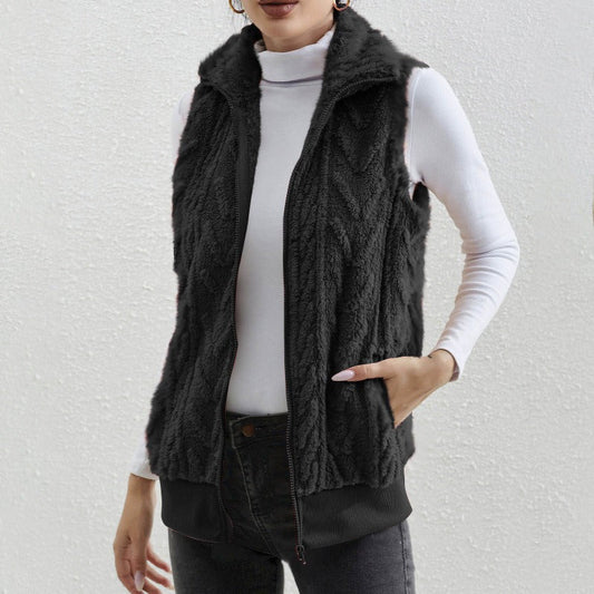 Kaisey - Casual sleeveless jacquard fleece gilet