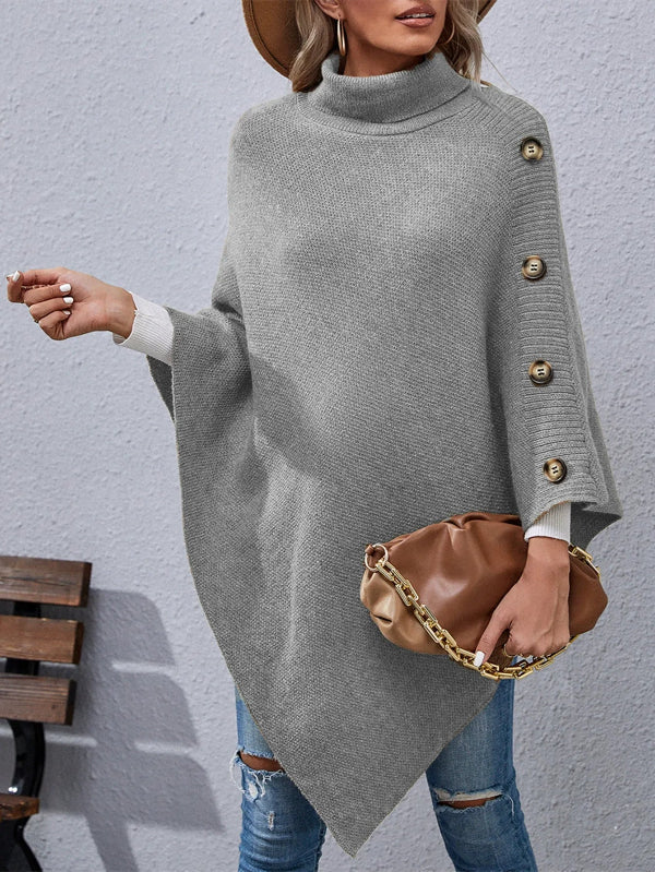 Wilma - Elegant Oversized Knit Turtleneck Sweater with Batwing Sleeves