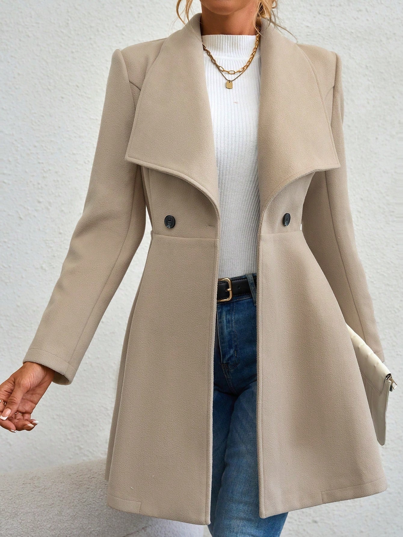 Lacina - Elegant long trench with wide lapel