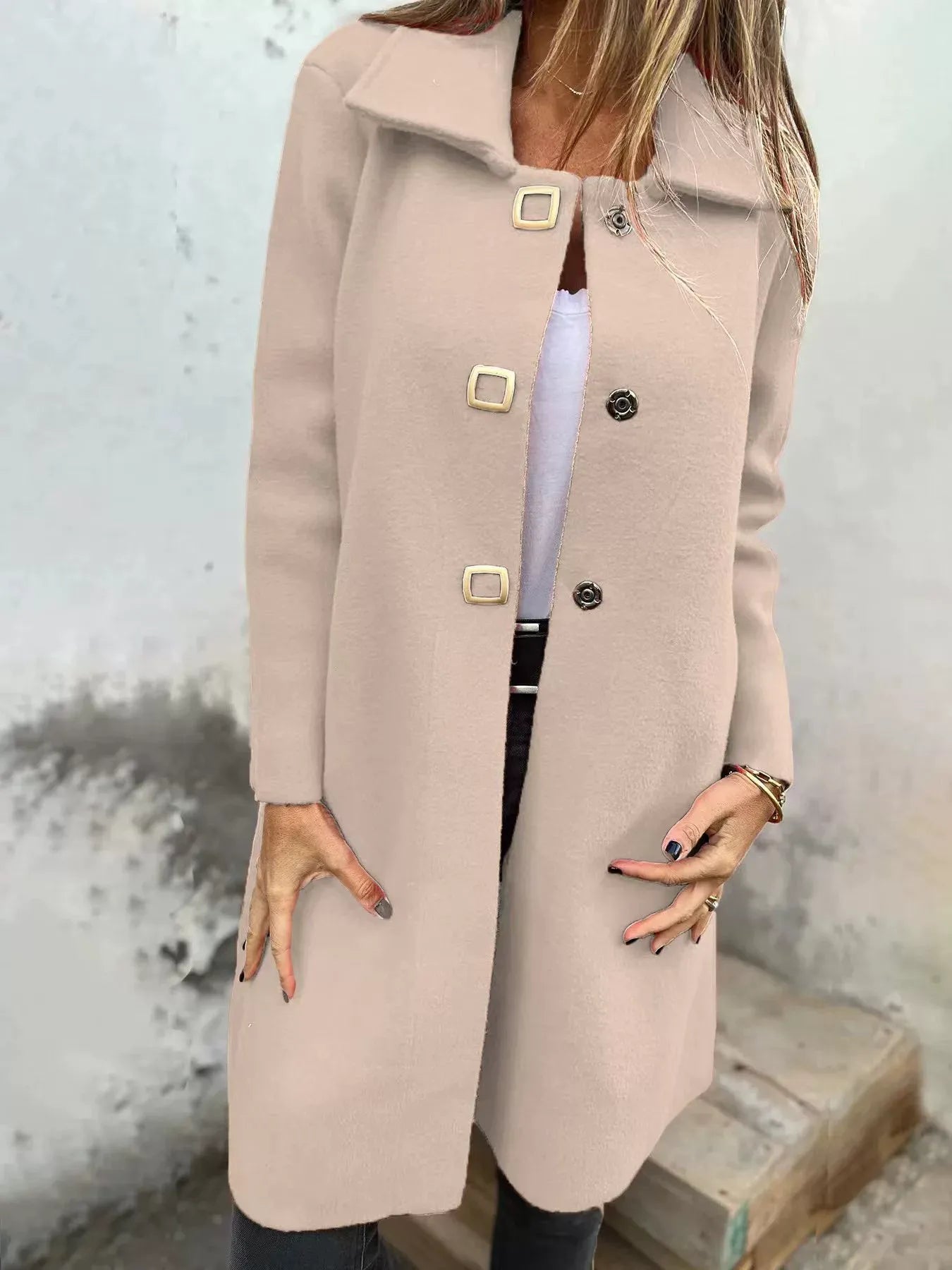 Larissa - Elegant mid-length lapel coat