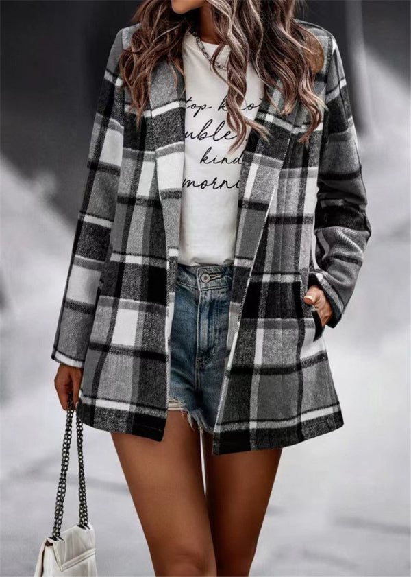 Janina - Loose fit checked cardigan coat
