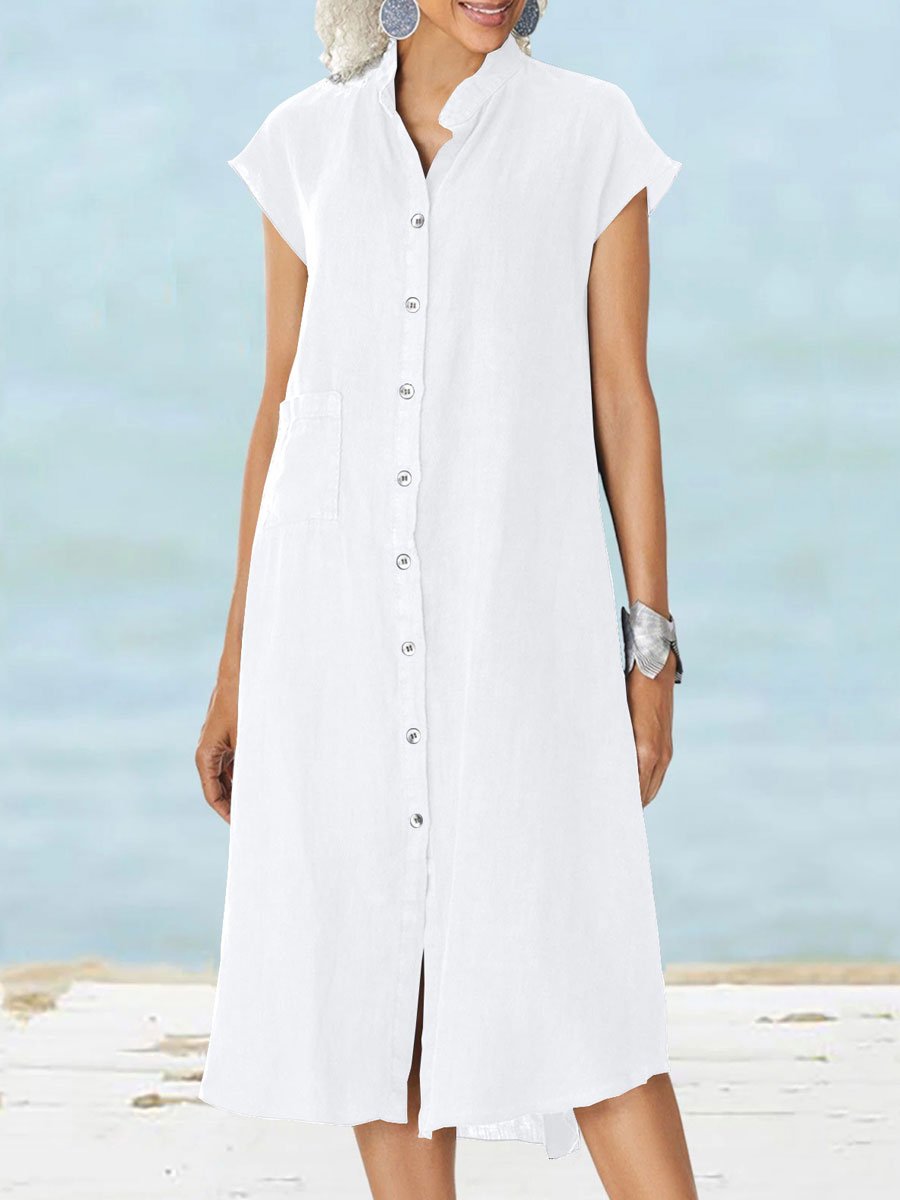 Dhalia - Casual short-sleeve buttoned midi dress