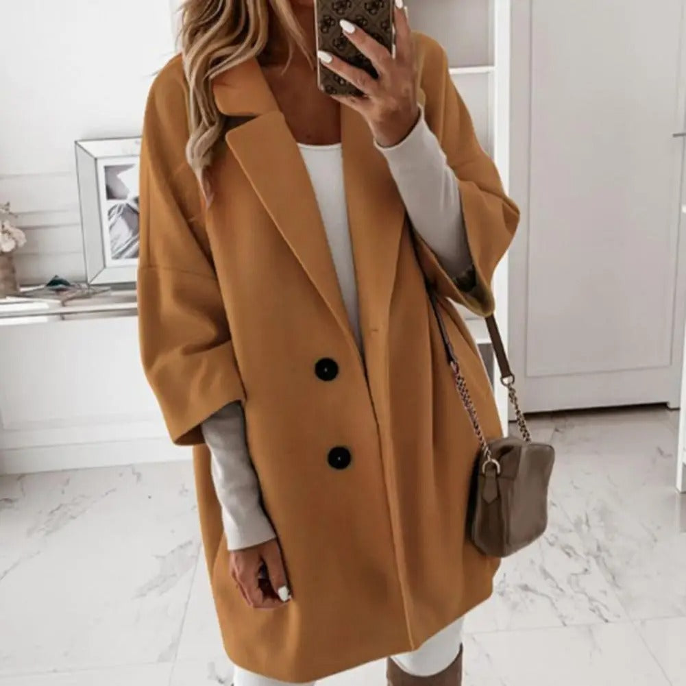 Viola - Elegant Loose-Fit Mid-Sleeve Coat