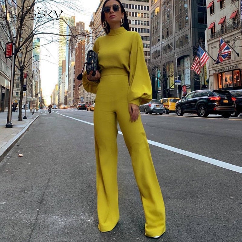 Women's Long Sleeve Jumpsuit | Wide Leg