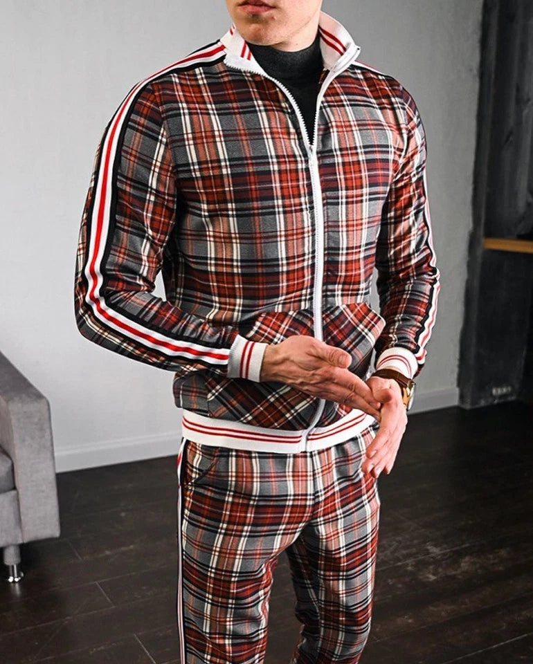 Men’s Checkered Two Piece Set | Striped, Pants and Top