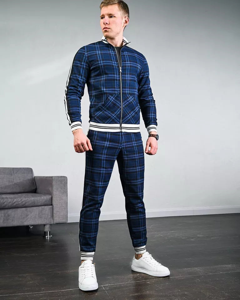 Men’s Checkered Two Piece Set | Striped, Pants and Top