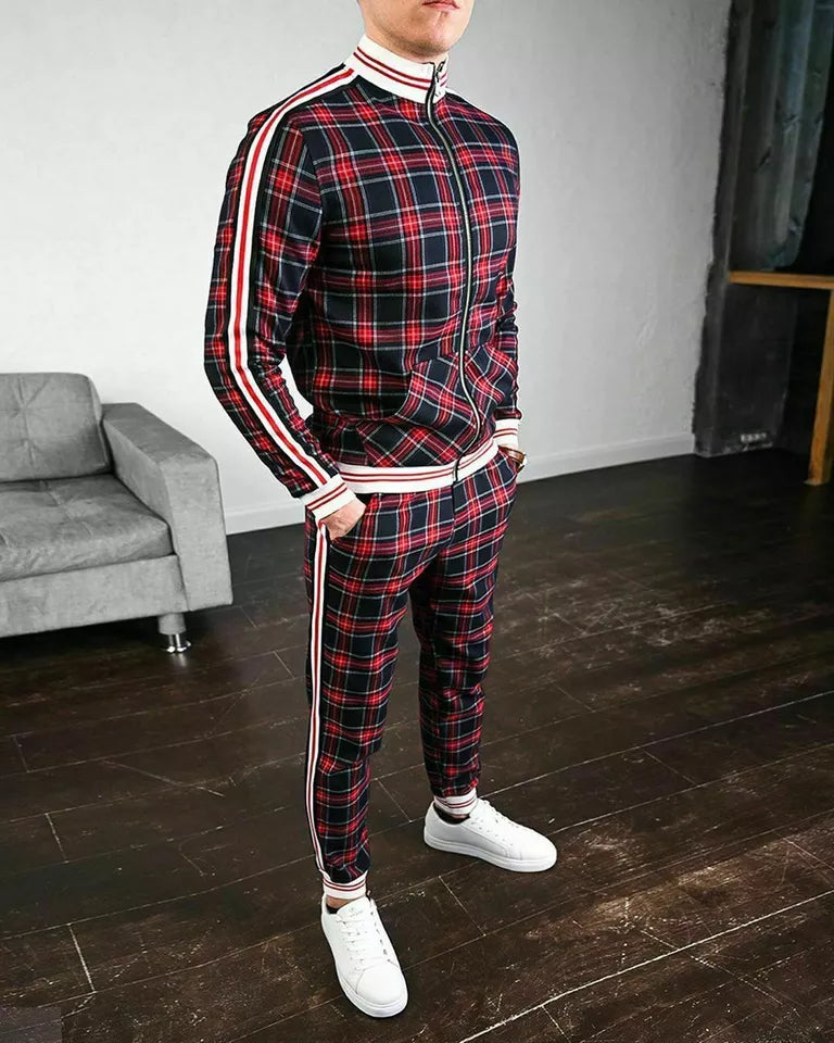 Men’s Checkered Two Piece Set | Striped, Pants and Top
